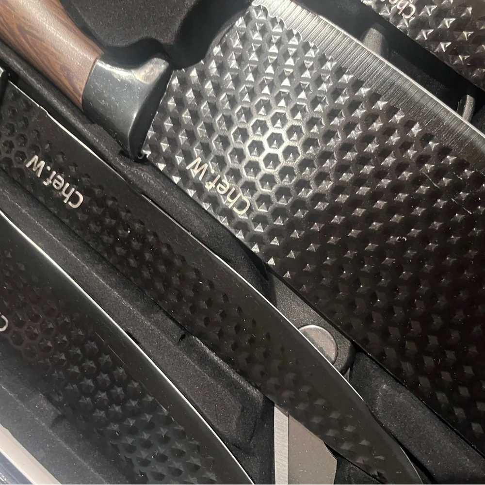 Black Textured 6-Piece Kitchen Knife Set for Men Grooming